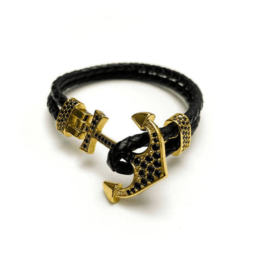 Man Bracelet - Man Leather Bracelet - Gold Anchor Bracelet - gold bracelet for man Bracelet Brother & Sisters